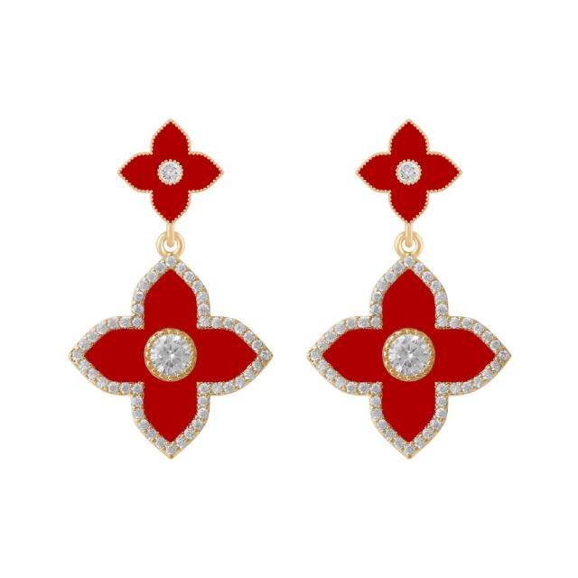 Korean fashion color clover earrings