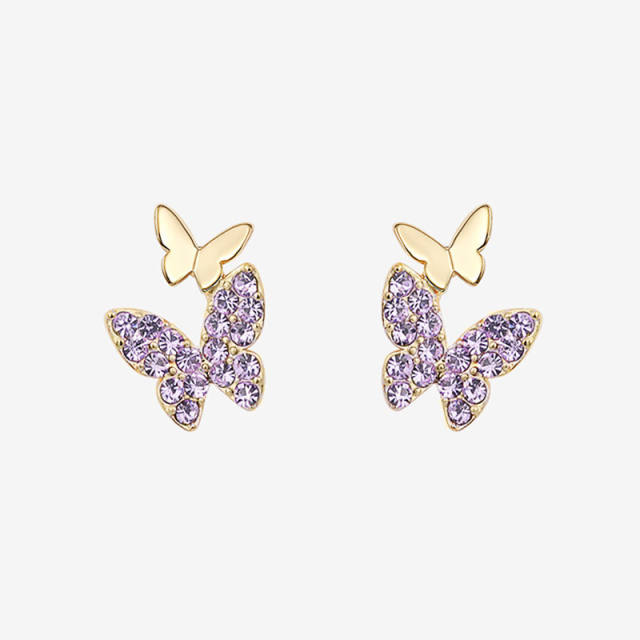 Elegant tiny butterfyl rhinestone ear studs