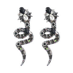 Color glass crystal statement snake ear studs