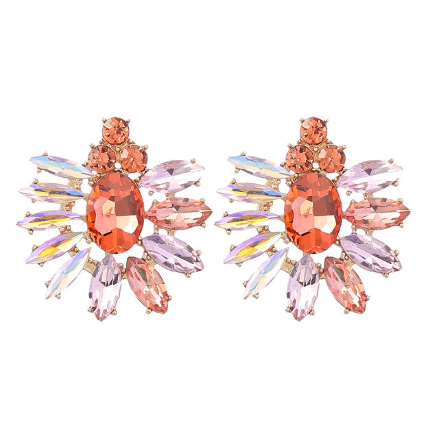 Colored glass crystal statement ear studs