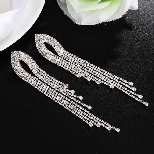 Occident fashion rhinestone tassel long earrings