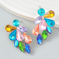 Glass crystal statement ear studs