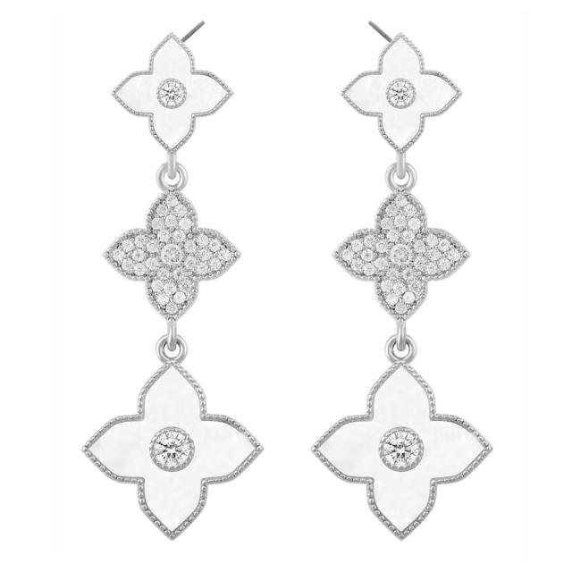 Classic color clover rhinestone dangle earrings