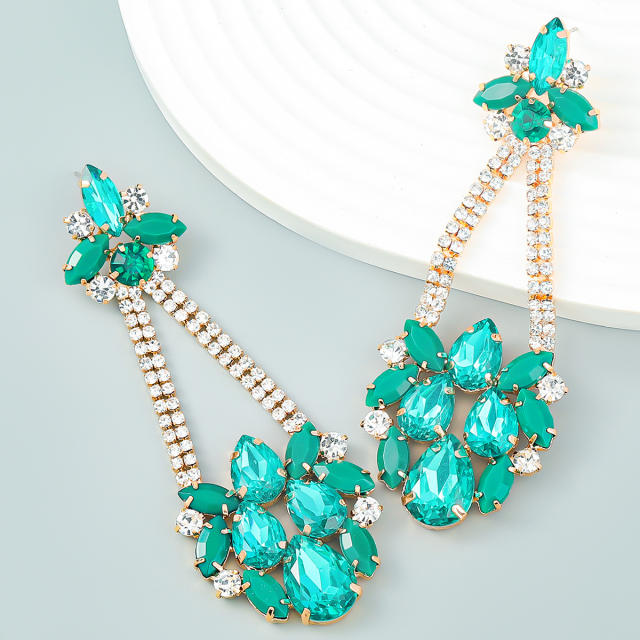 2022 color glass crystal dangle earrings