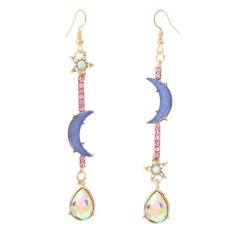 Asymmetric blue moon star earrings