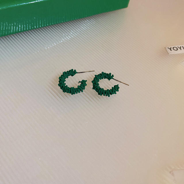 Summer green color seriex geometric ear studs