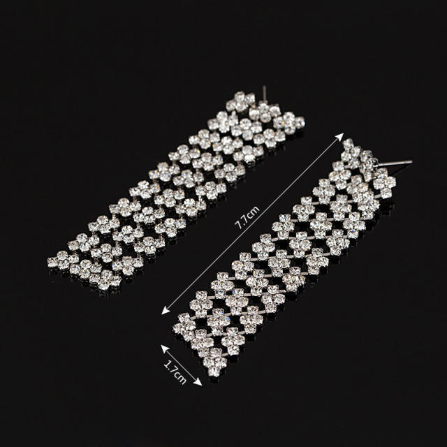 Delicate rhinestone long earrings
