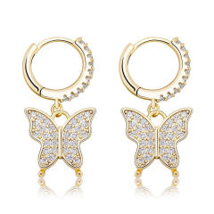 Hip hop zircon butterfly earrings