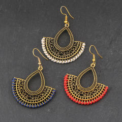 Vintage hollow out fan shape dangle earrings set