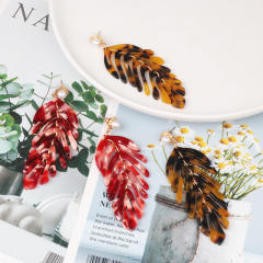 Concise acrylic leaf design earrings