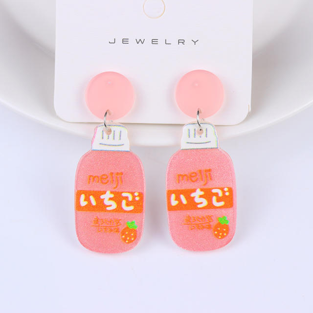 Cute cartoon drink bottle earrings