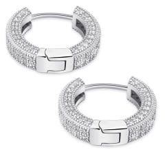 Hip hop zircon huggie earrings
