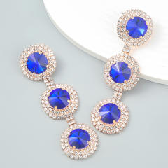 Round shape color glass crystal dangle earrings