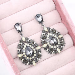 Black color glass crystal drop earrings for women