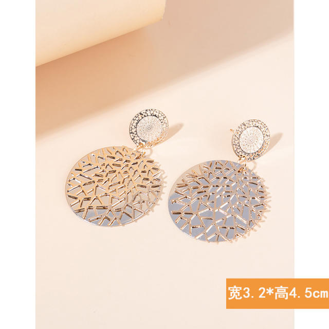 Chinse trend hollow metal creative earrings for women