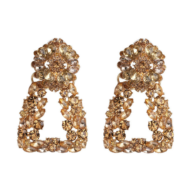 Geometric shape glass crystal statement dangle earrings