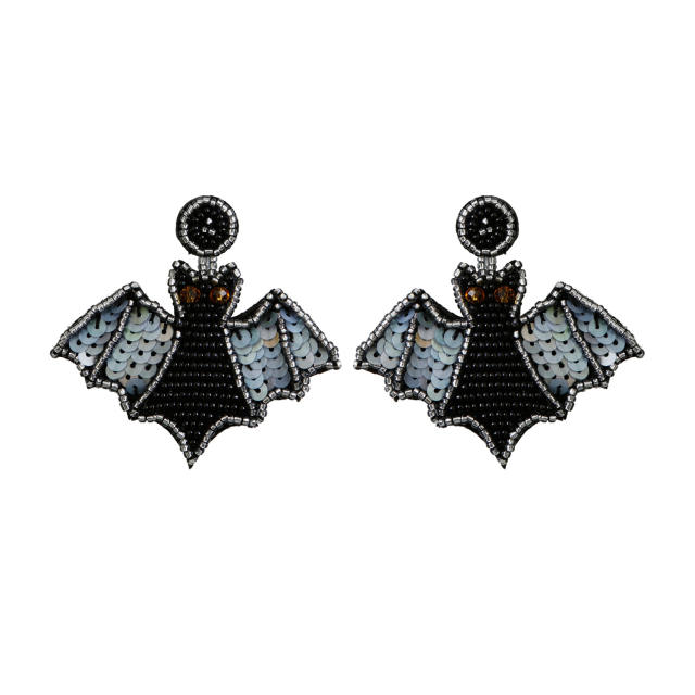 Punk design handmade beaded bat earrings