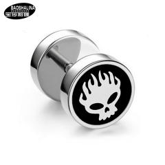 Pentagram titanium dumbbell black earings