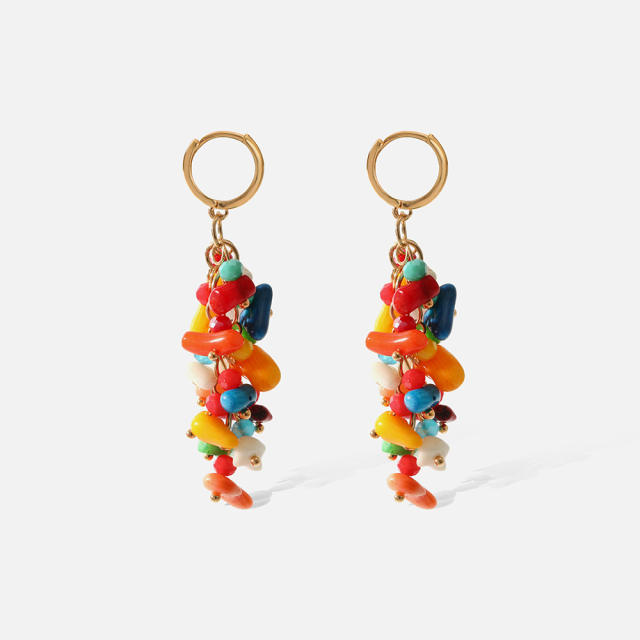 Natural stone beads huggie earrings