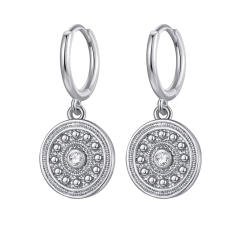 Vintage evil eye coin charm huggie earrings