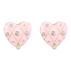 INS color enamel heart cute ear studs