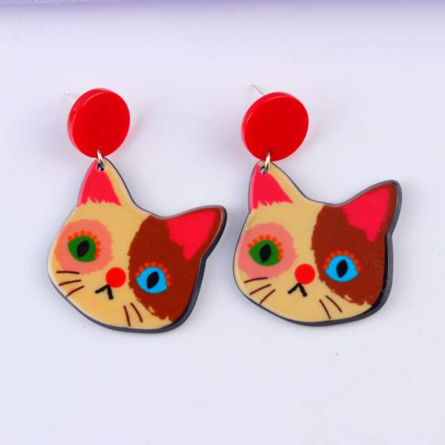 Cute cartoon cat acrylic earrings
