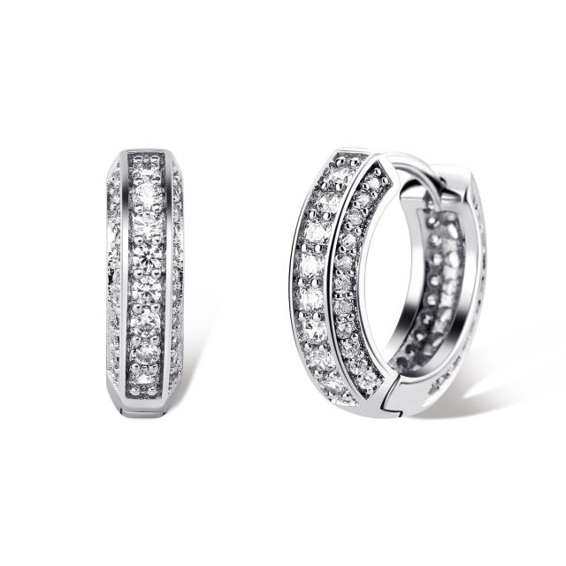 Hip hop zircon huggie earrings