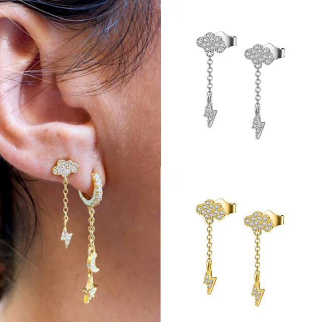 Diamond cloud flash cute earrings