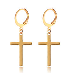 Black titanium steel cross earrings