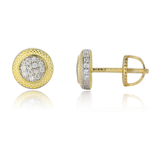 Hip hop zircon silver stud earrings
