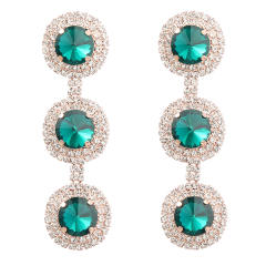 Round shape color glass crystal dangle earrings