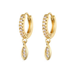 Rhinestone flash cross tiny huggie earrings