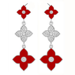 Classic color clover rhinestone dangle earrings