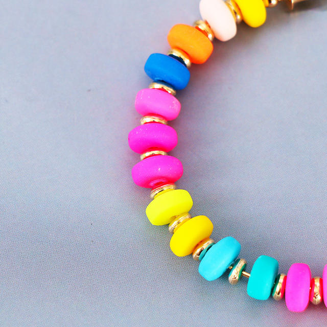 Boho color beaded open hoop earrings