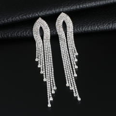 Occident fashion rhinestone tassel long earrings