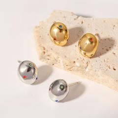 14KG stainless steel oval shape ear studs