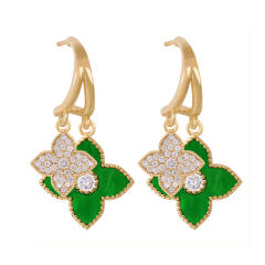 Korean fashion rhinestone color clover earrings