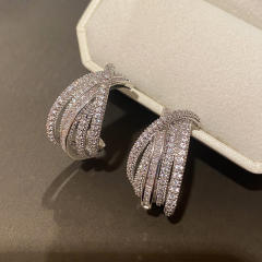 Occident fashion full of diamond open hoop earrings