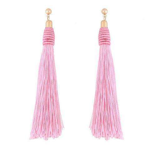 Boho color tassel long earrings