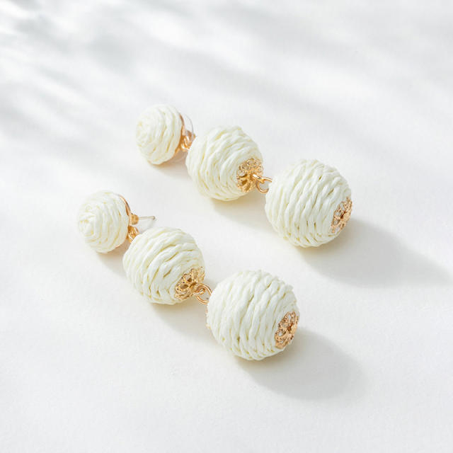 Boho straw earrings for women
