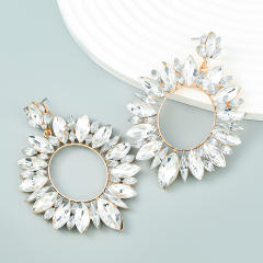 Delicate glass crystal oval shape dangel earrings