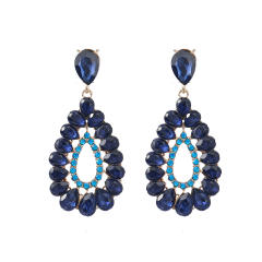Color glass crystal statement drop earrings