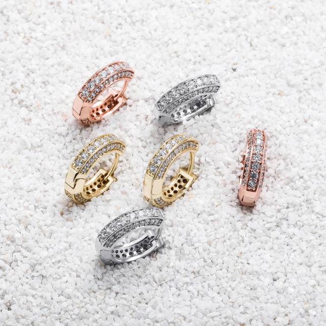 Hip hop zircon huggie earrings