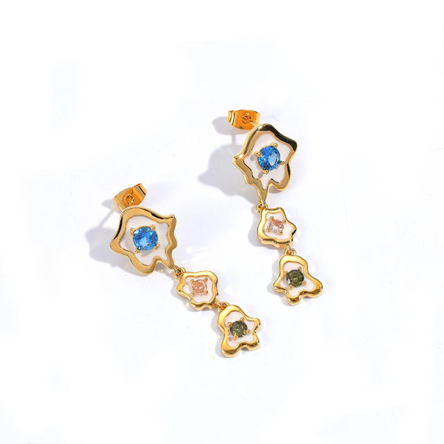 INS korean fashion cubic zircon dangle earrings