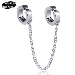 Black punk titanium steel earrings