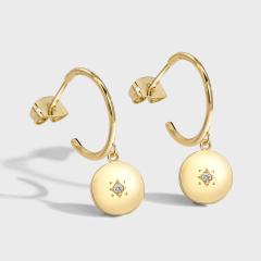 INS vintage round circle earrings