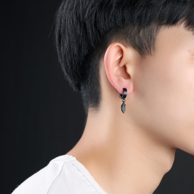 Fashion leaf titanium steel earrings