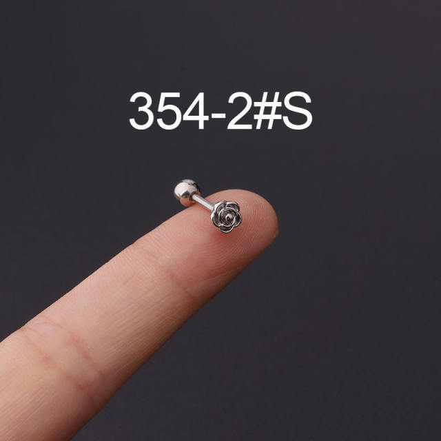 Cubic zircon stainless steel needle helix ear studs