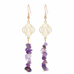Natural stone amethyst dangle earrings