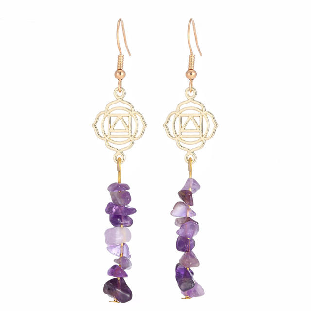 Natural stone amethyst dangle earrings